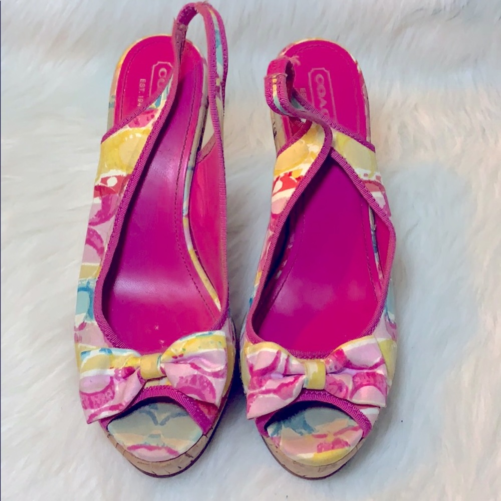 Coach Hampton Print Wedges